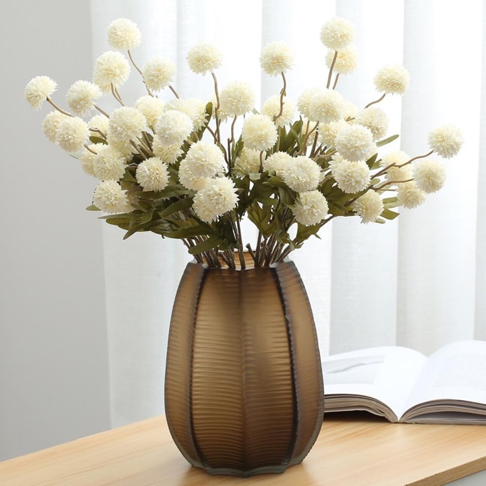 Artificial Flowers for Vase 10 Pcs, 20 in Fake Mums Long Stems White