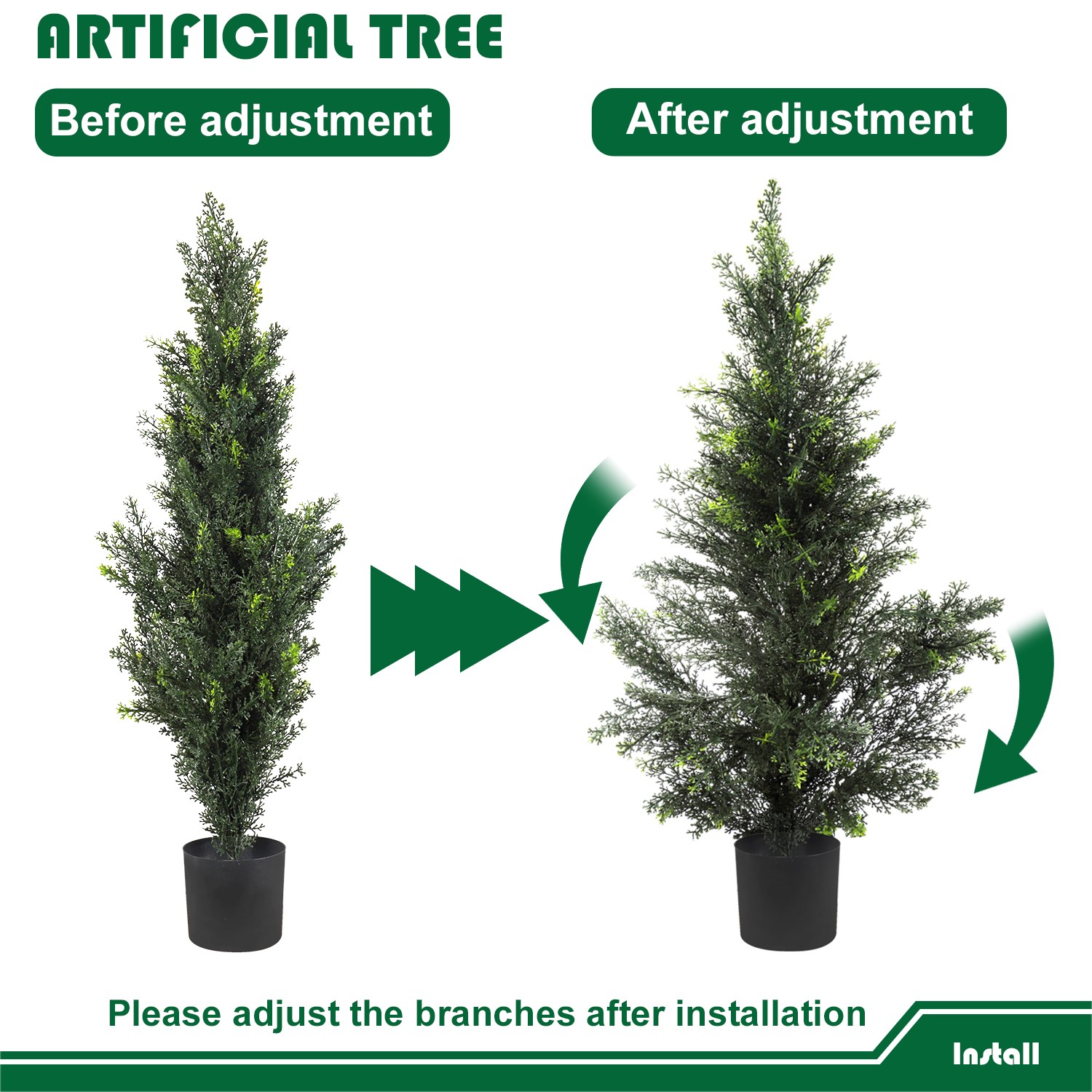 3’4’5′ Artificial Cedar Topiary Trees Home Decor In/Outdoor Faux Plant 1/2 Pack