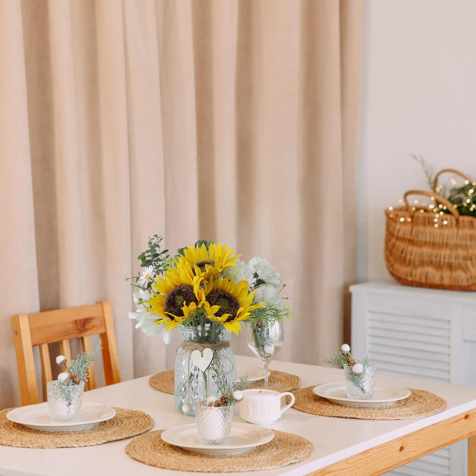 Artificial Sunflower Bouquets in Vase with a Flower Arrangement Holder – Cent…