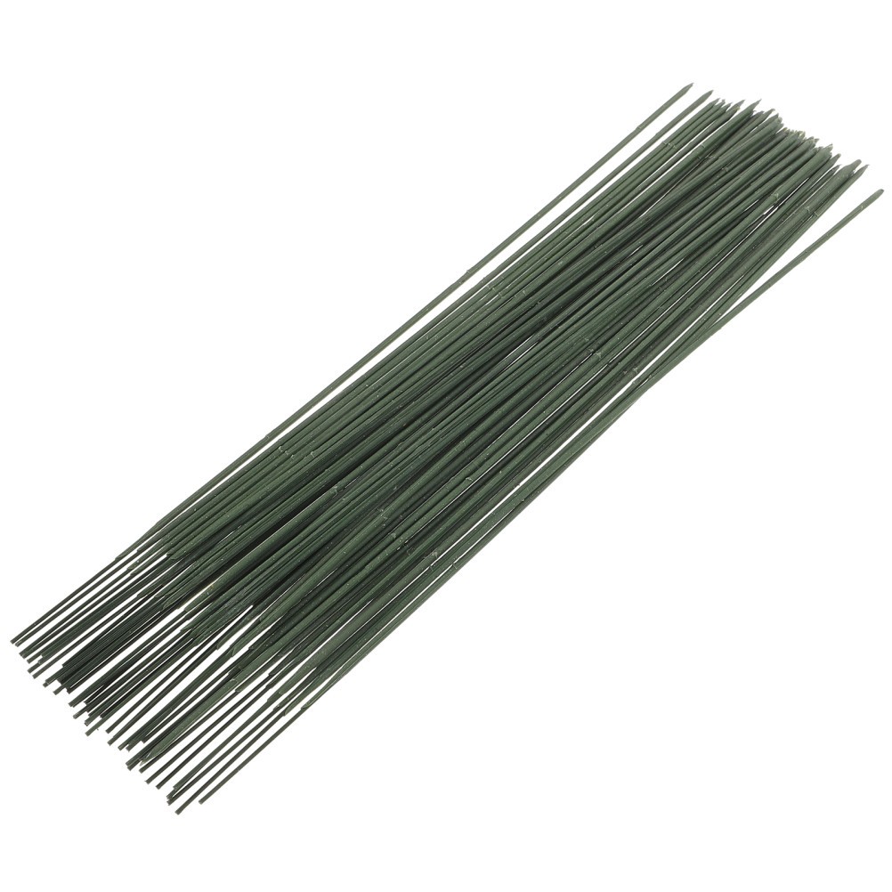 50Pcs Floral Stem Wire in Green Iron for Easy Cleaning Decorative Flower Making