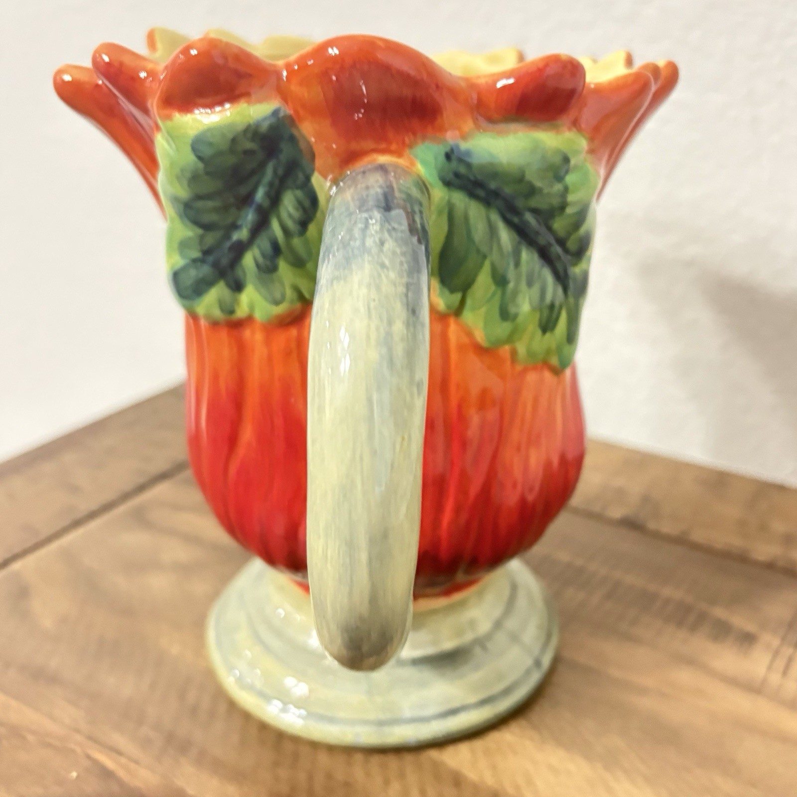 Flower Vegetable Majorca Orange Green Leaf Centerpiece Pitcher Vase Decor