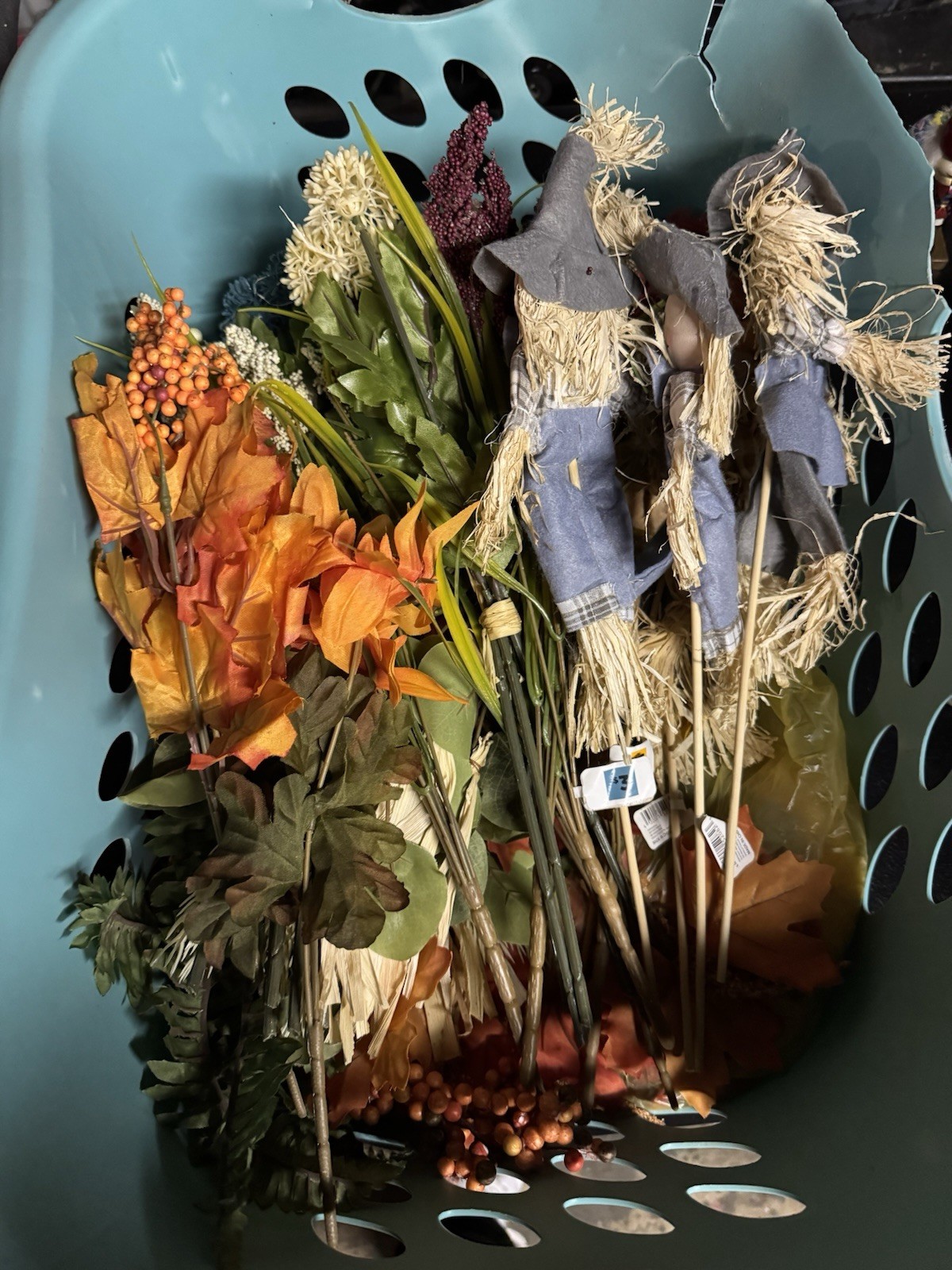 Artificial Fall Floral Picks & Twig Stems, Multicolor Plastic Maple Leaves