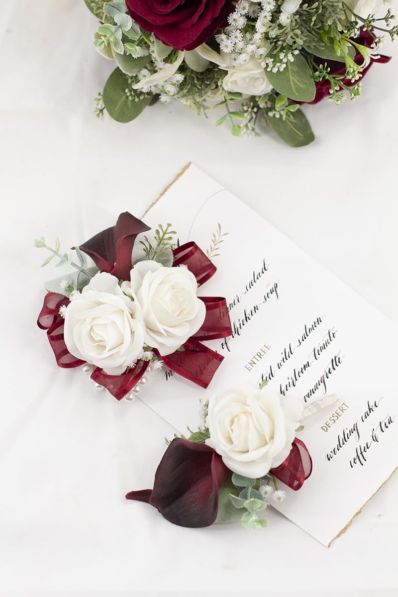 1Pc Single Burgundy Boutonnieres for Men Wedding Prom, Artificial Calla Lily …