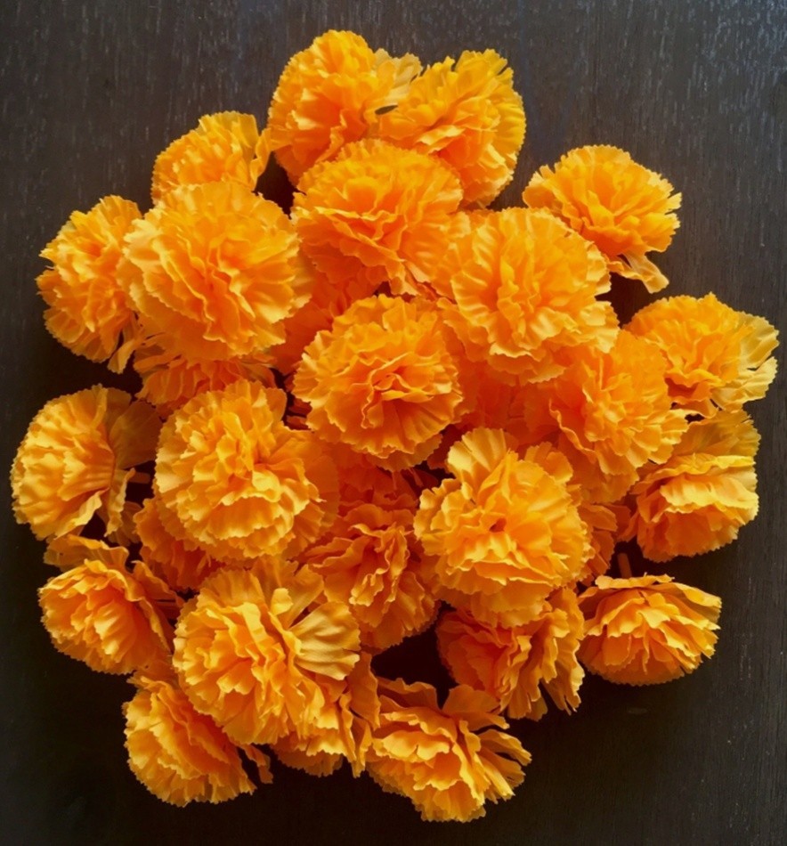 50pcs. Yellow Color Marigold Flower Thai Hindu Garland Worship Holy Spirit Craft