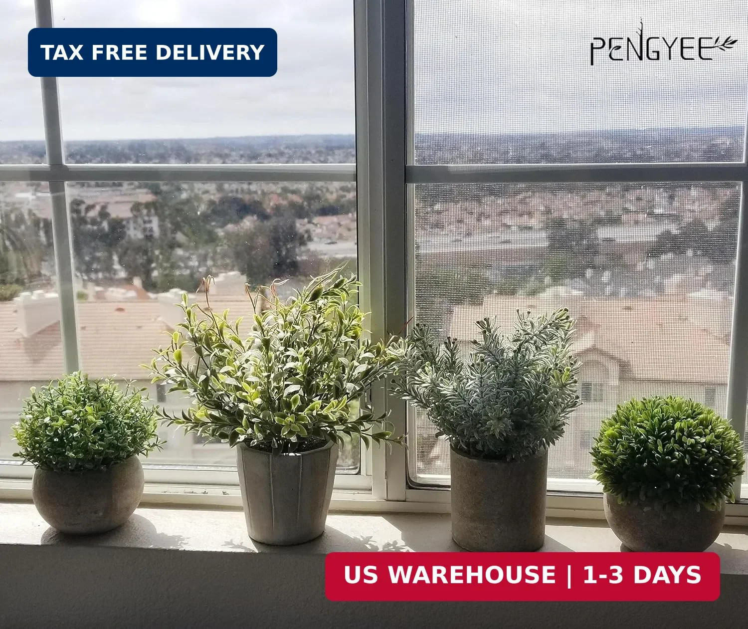 4 Pack Small Fake Plants in White Pulp Pot for Home Decor | Artificial Plants In