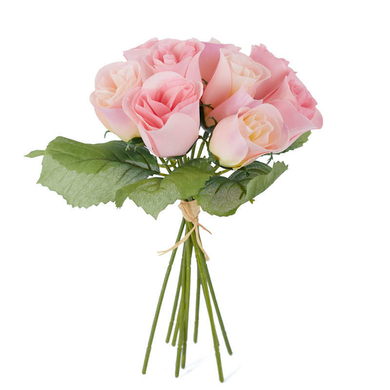 Package of 3- Mini Imitation Silk Finished Pink Rose Bouquets, 27 Total Blo