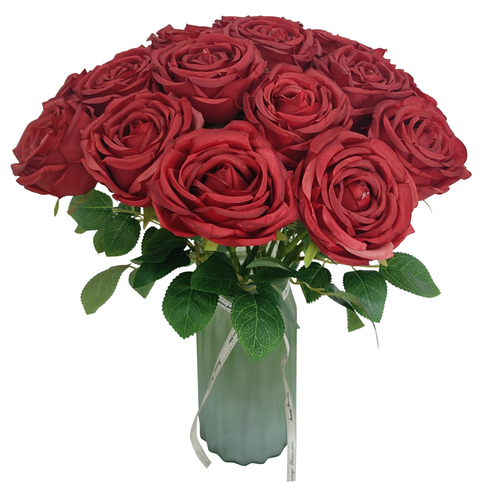 Fake Dark Red Roses Artificial Flowers Bulk,Floral Diameter 4.2”,20 Pcs Arti…