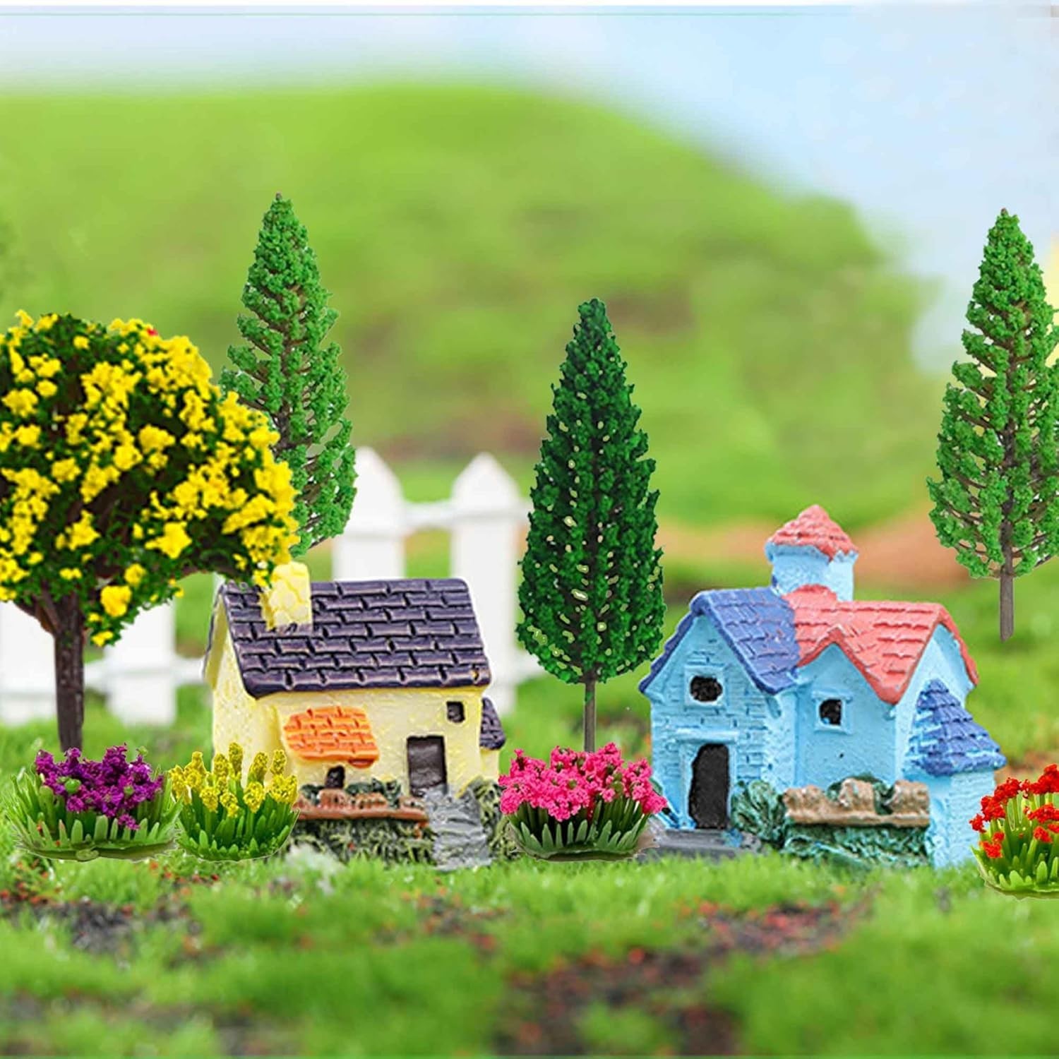 32pcs Model Trees Mixed Model Flower Trees Tree Artificial Fake Mini Flower D…