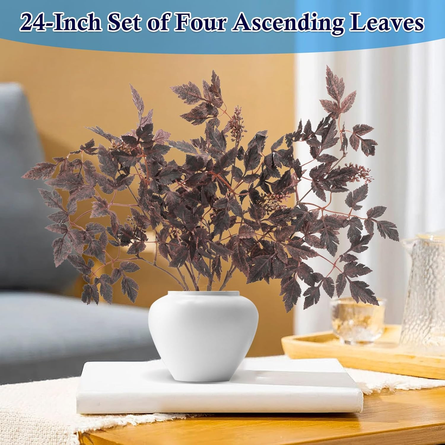 Decor Artificial Cimicifuga 4 Bundles 24 Inches Tall, Deep Purple Faux Flowers