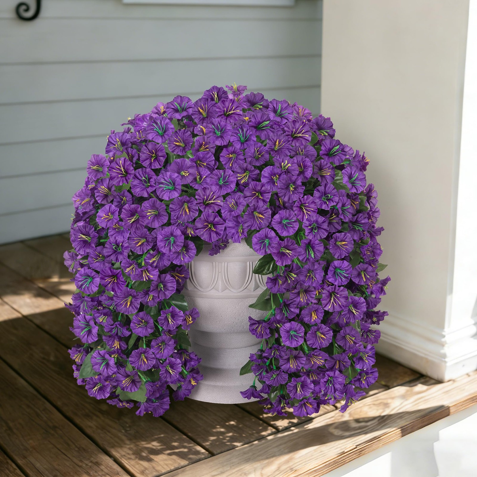Fake Flowers for Outdoor Decoration, 2 Pcs Spring Silk Purple Morning Glory, …