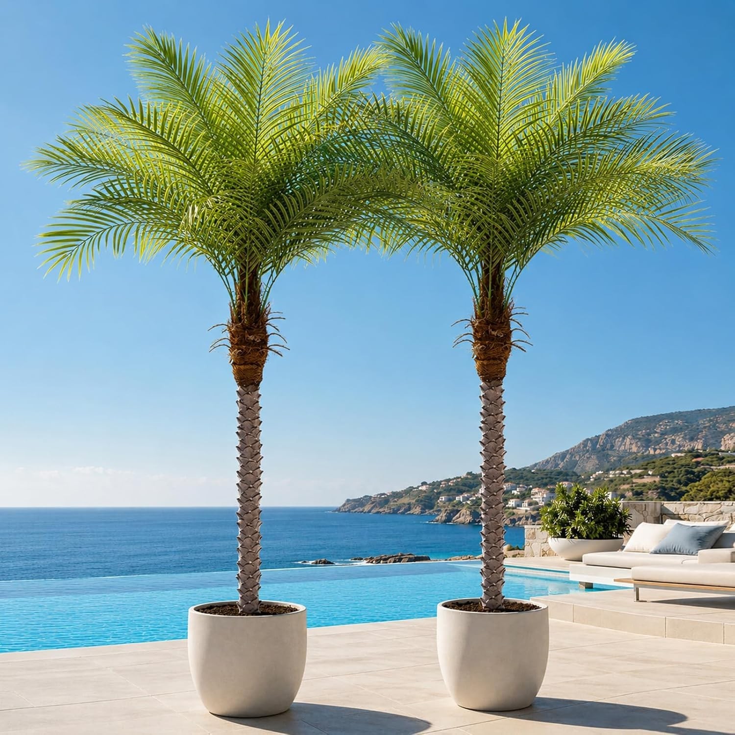 7ft Artificial Phoenix Palm Tree, Faux Coconut Silk Tropical Fake Palm Plant …