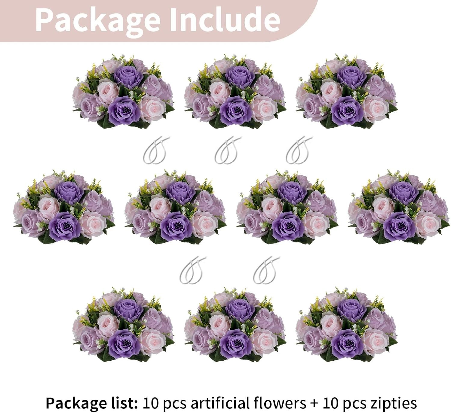 Romantic Rose Centerpieces: 10 Pcs Lilac/Purple/Pink Balls