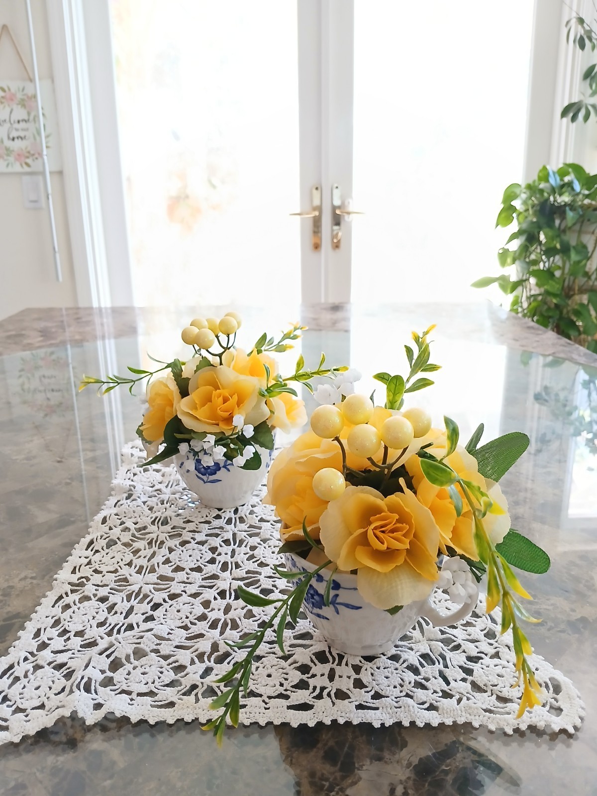 Cheerful Yellow Roses Floral Arrangement Tea Party Cup POP-IN Birthday Bridal