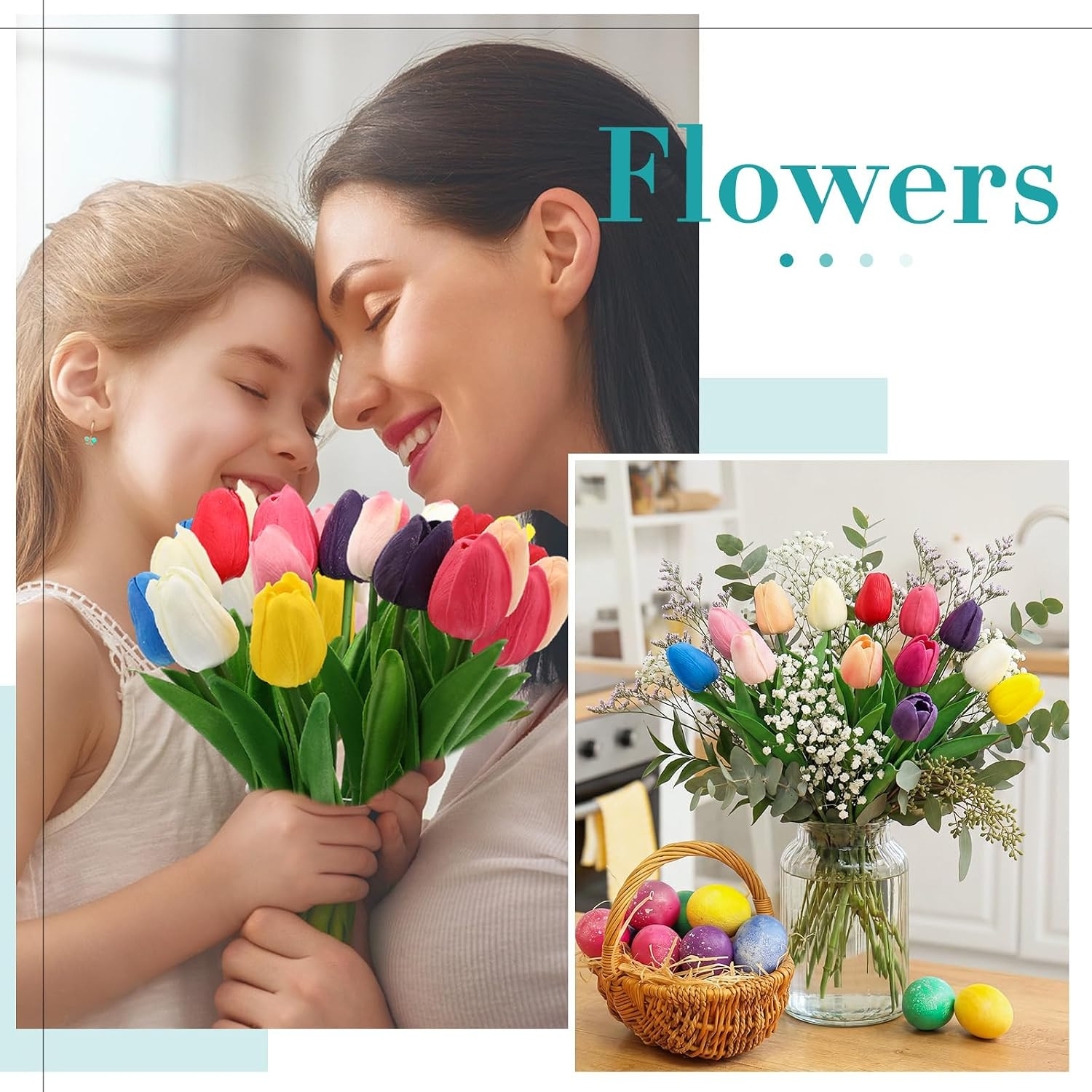 200 Pcs White Artificial Tulips Bulk PU Faux Tulips with Stem Bouquet Centerpiec