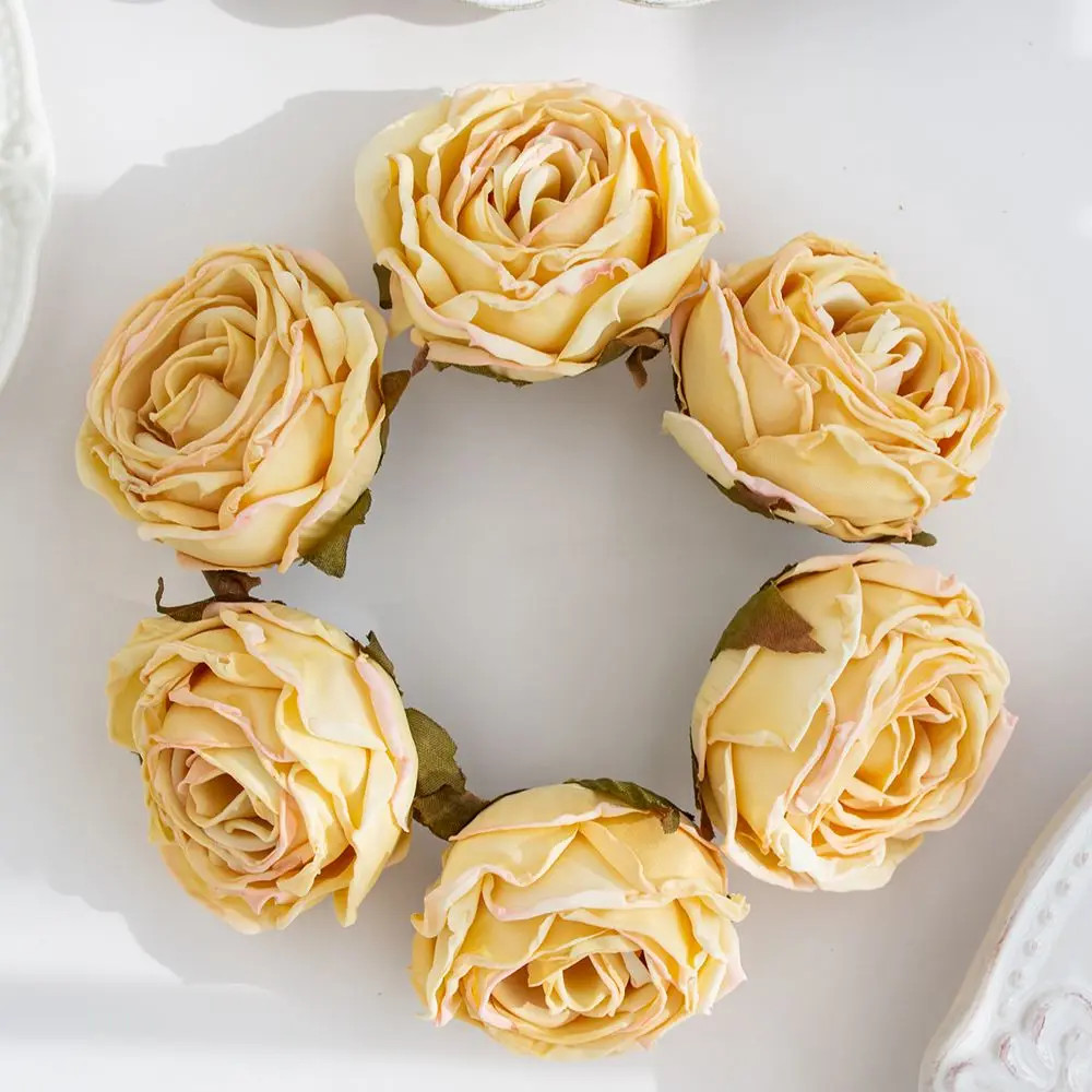 Artificial Burned Edge Rose Floral Bouquet For Wedding Home Garden Party Wreath