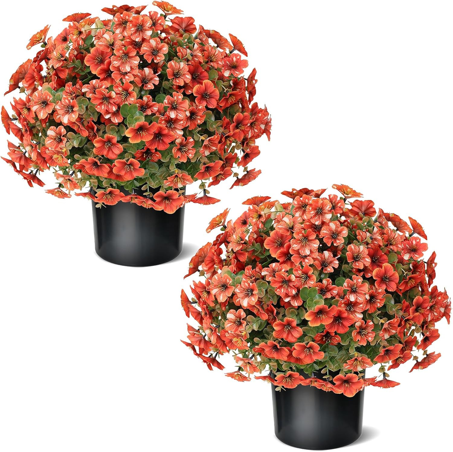 17″ Faux Petunia Topiary Set – Fall Outdoor Decor for Home & Garden