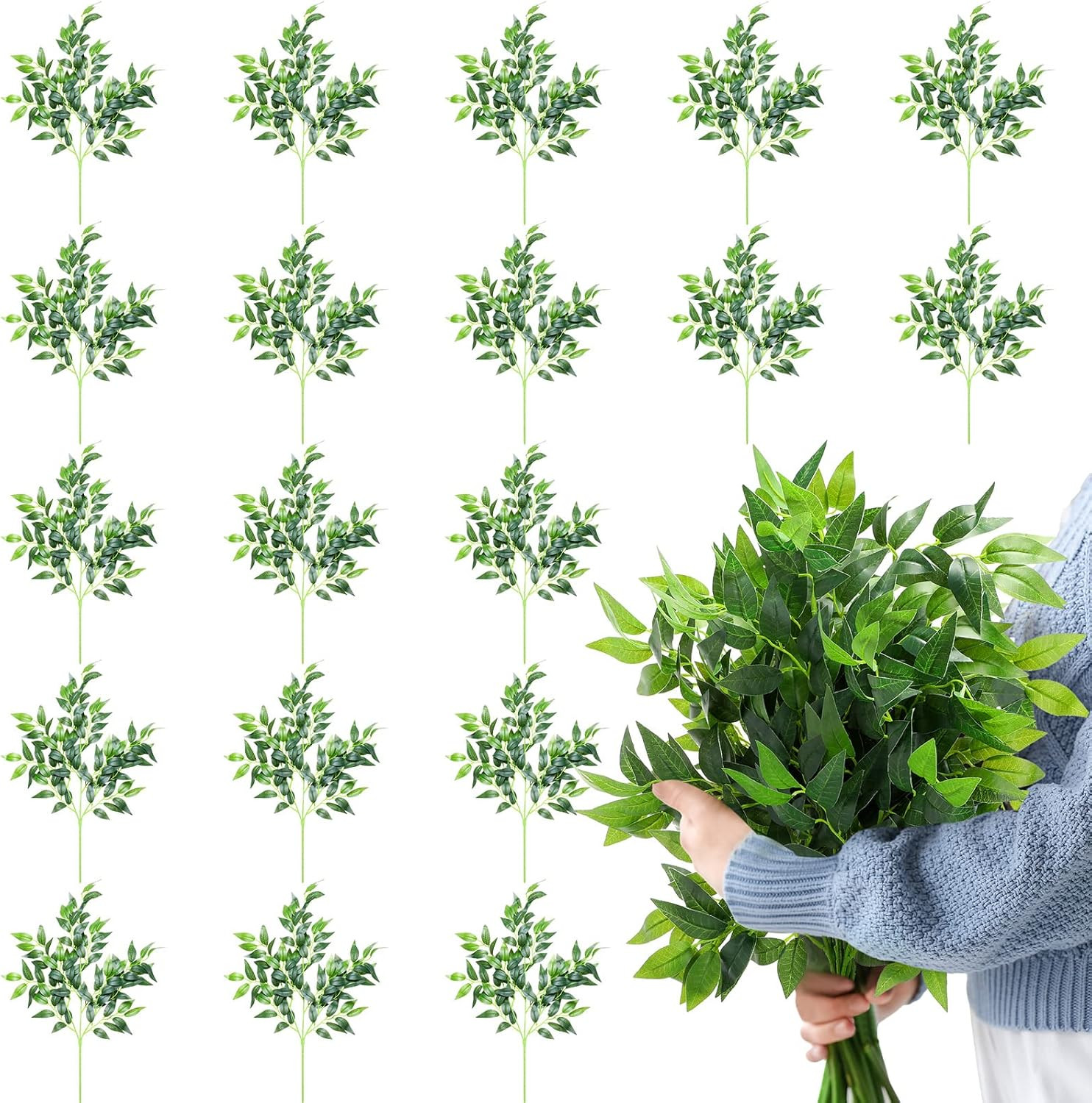 30 Pcs Artificial Italian Ruscus Greenery Stems 26.8 Inch Hanging Greenery Spray