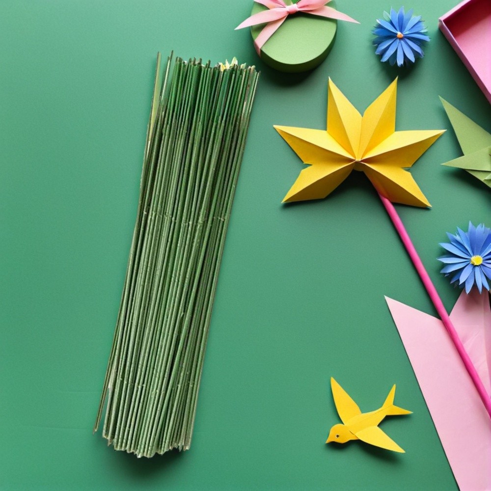 100Pcs Flexible Plastic Flower Rods Dark Green for Wedding and Home Decor