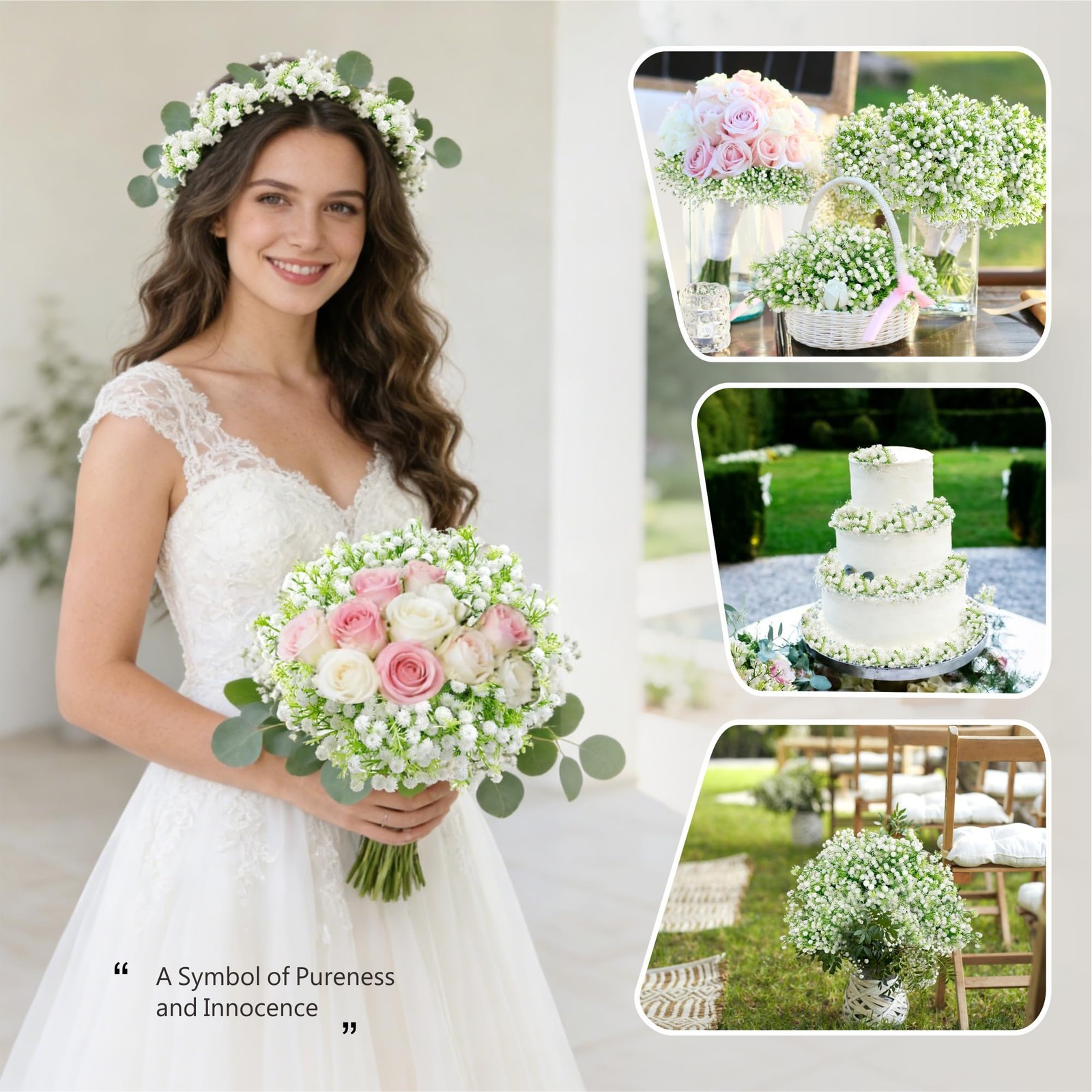 Baby’s Breath Artificial Flowers 30Pcs White Wedding Bouquet DIY Decor