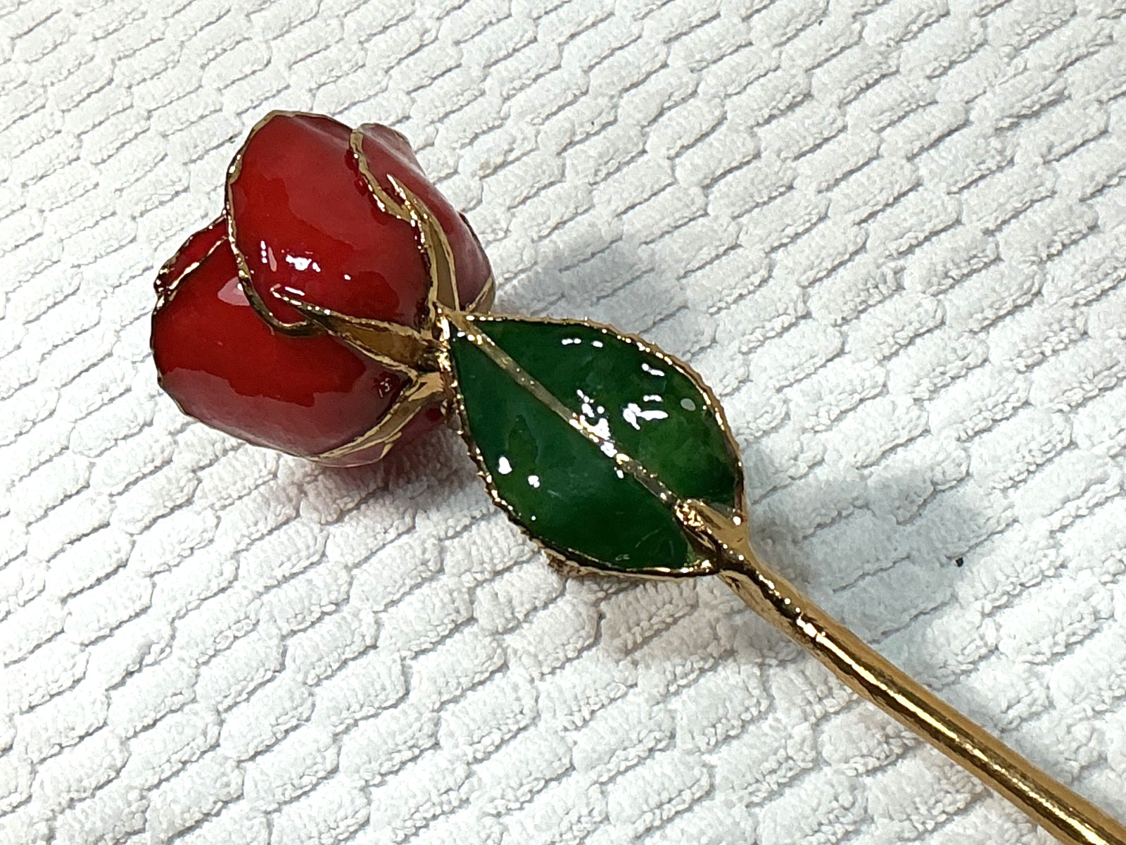 24k & Enamel Preserved Real Red Rose With Thorns Forever Keepsake