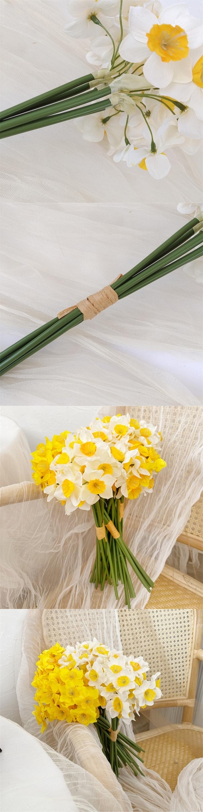 6pcs Artificial Narcissus Flower Bouquet Home Garden Room Desktop Fake Flower