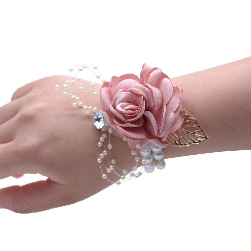 Rose Wedding Wrist Corsage And Boutonniere Set Party Prom Hand Ribbon Flower Sui