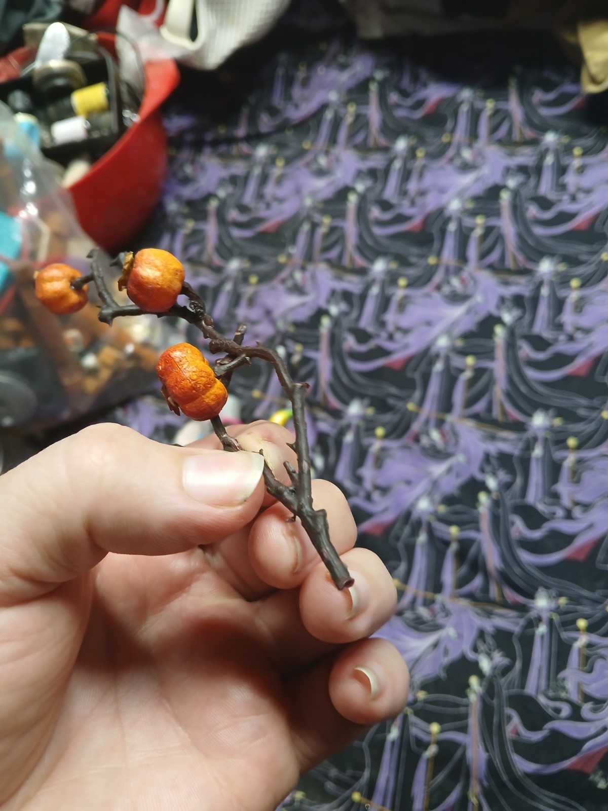 artificial berry floral pick Short Stem Like Tiny Pumpkins.