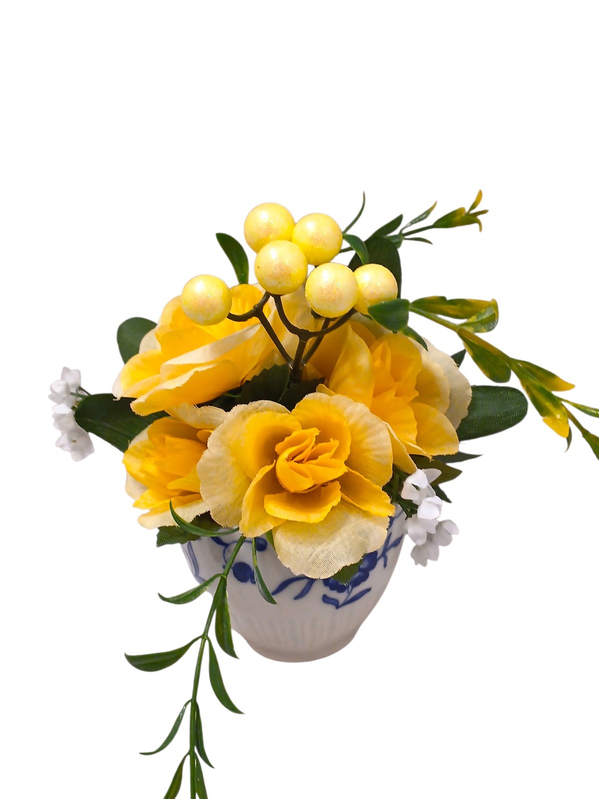 Cheerful Yellow Roses Floral Arrangement Tea Party Cup POP-IN Birthday Bridal