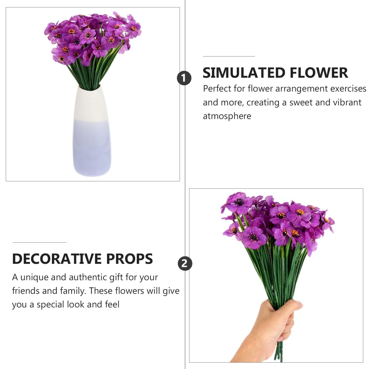 Artificial Violet Flowers, 4PCS Fake Purple Violets, Silk African Flower Bran…