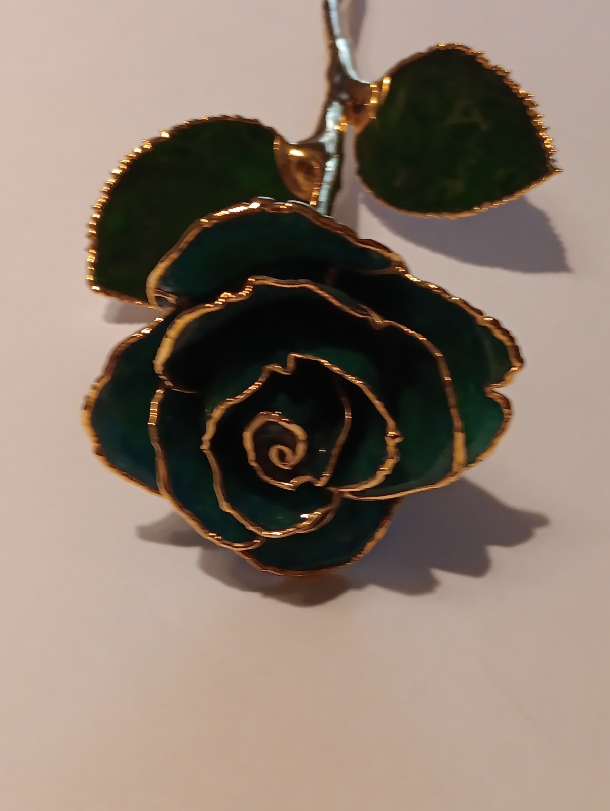 LOT Real Rose Dipped In Gold – Dark Green & White 24K Gold Rose Good Condition
