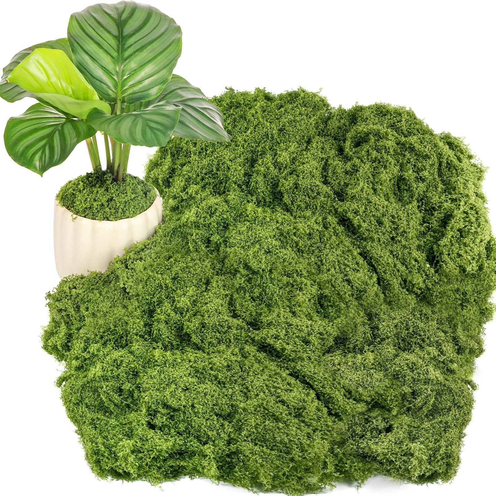 Fake Green Moss for Potted Plants, 10.6OZ Moss Decor Faux Moss (Dark Green) |…