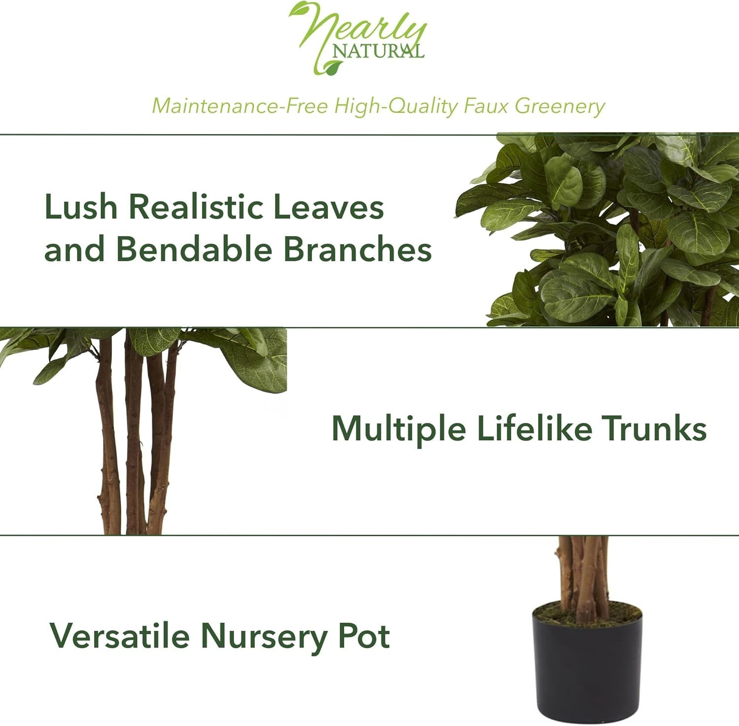 Lifelike 7Ft Fiddle Leaf Fig Artificial Tree for Home or Office Decor