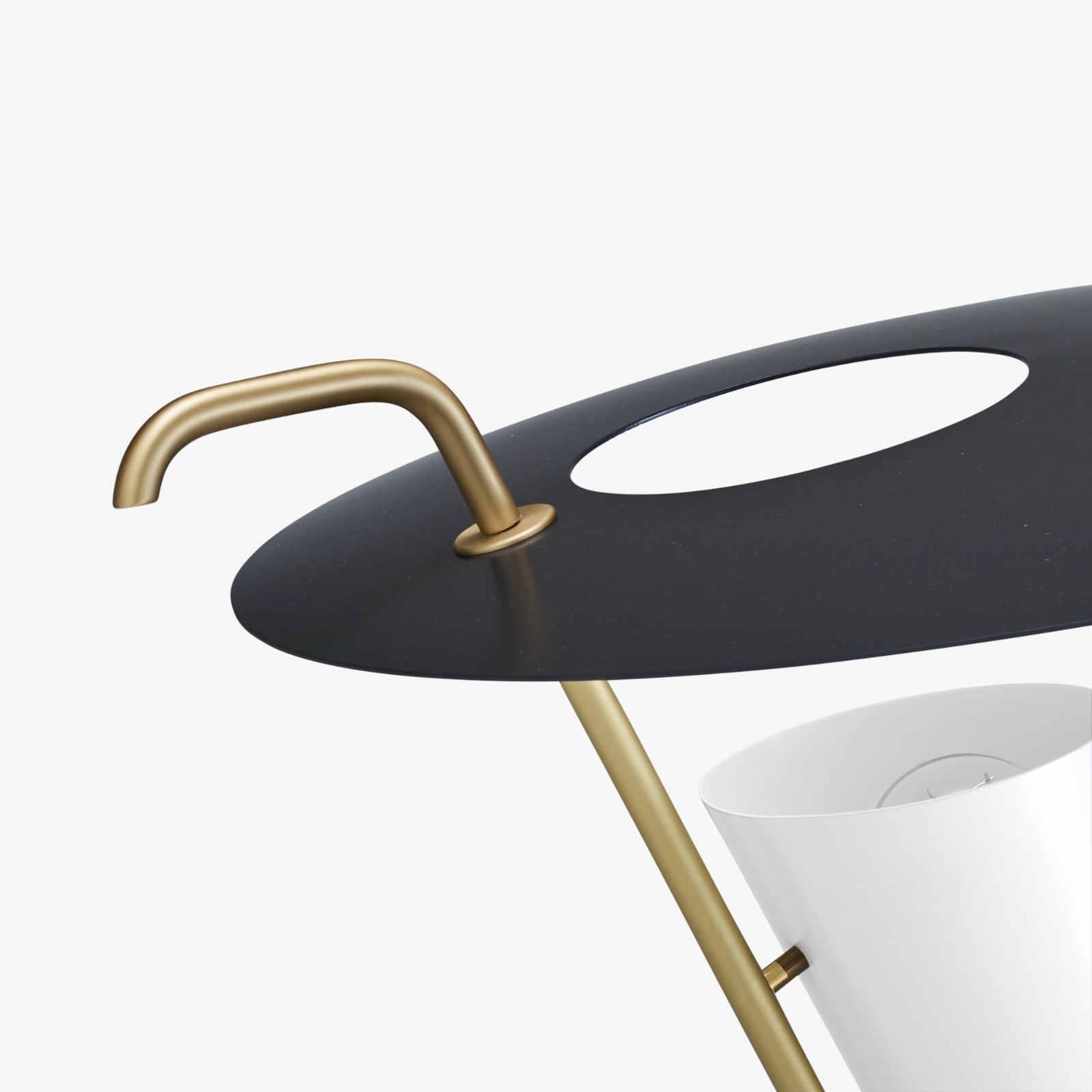 Here’s the information about the G24 table lamp by Pierre Guariche, shown at Gal
