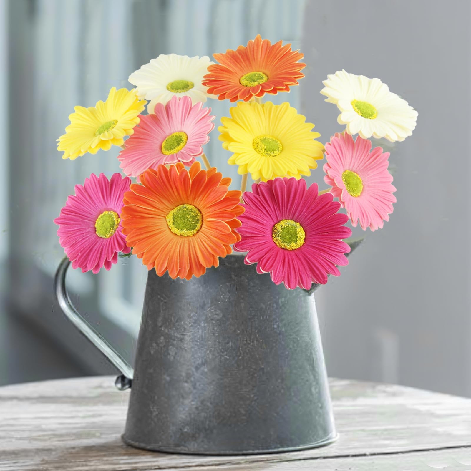 ACRYCS 10 Pcs Artificial Gerbera Daisies Flowers Artificial Daisy Bouquet Fak…