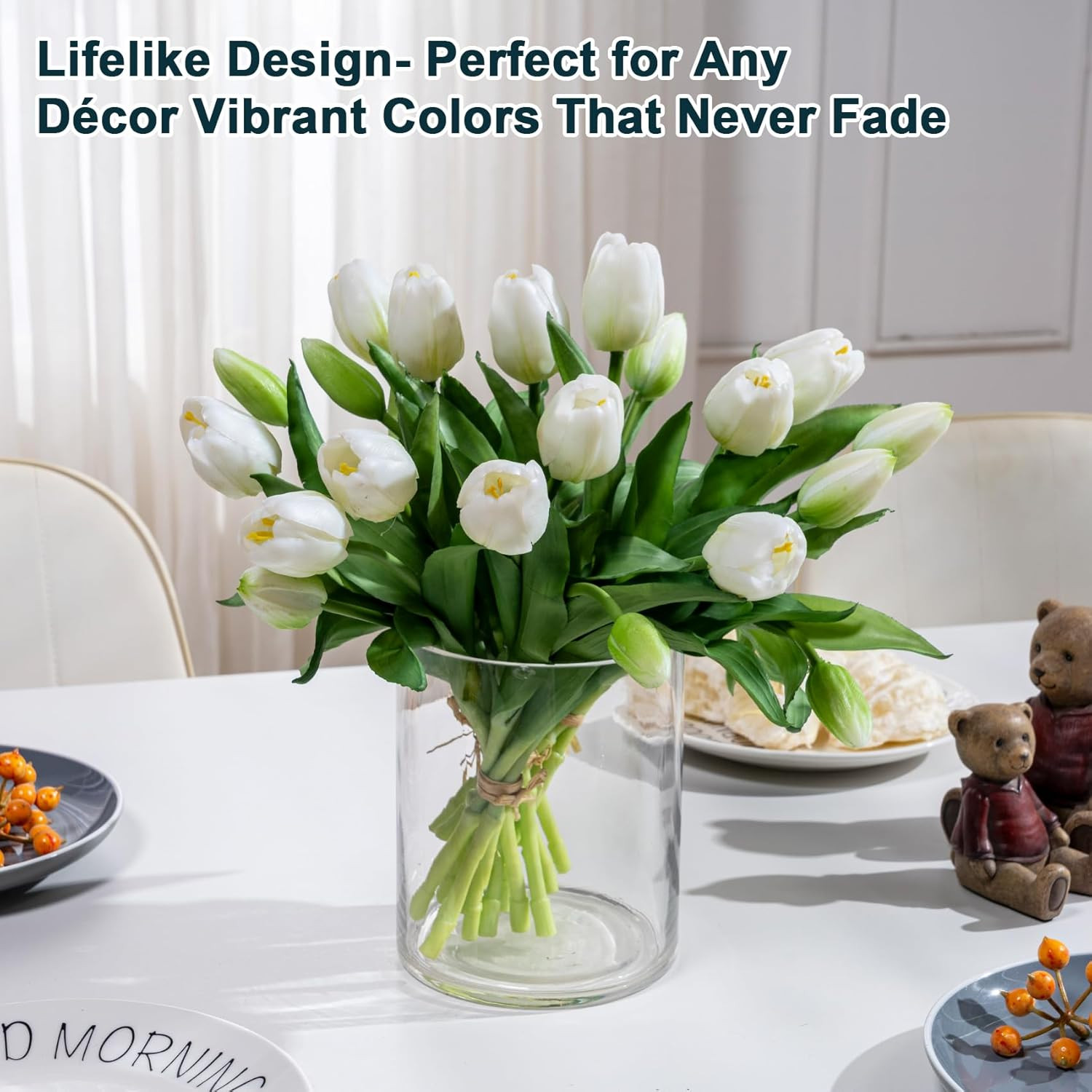 20PCS Artificial Tulip Silk Flowers in Gift Box – Perfect for Home & Events