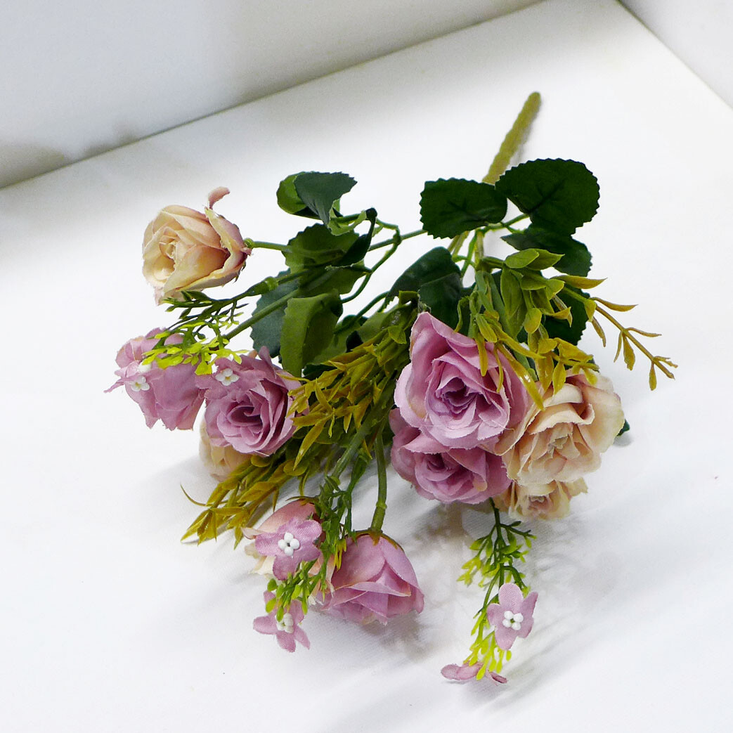 Artificial Plants Rose Flowers Fake Grass Wedding Decora (buy 2 get 2 free)
