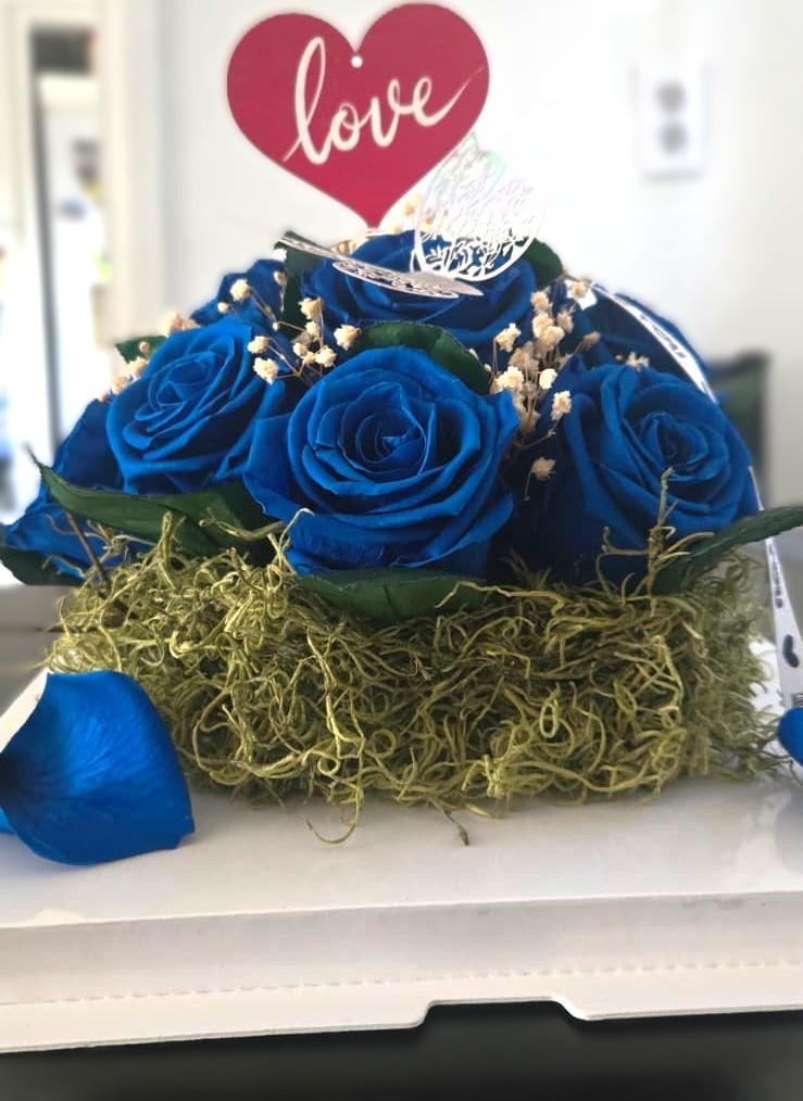 Real Preserved Blue Roses, Last 2–3 Years, Romantic Gift Box, Valentine’s Day