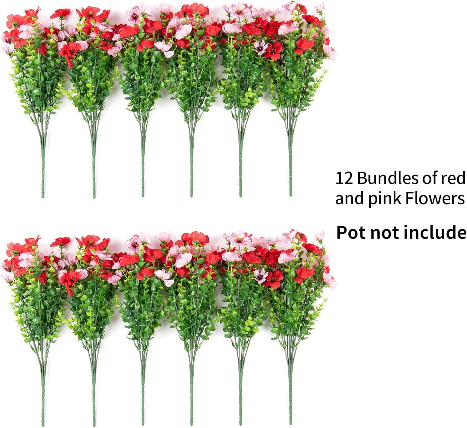 Artificial Fake Mums Flowers for Outdoor Spring Summer Decor, 12 Bundles Faux…