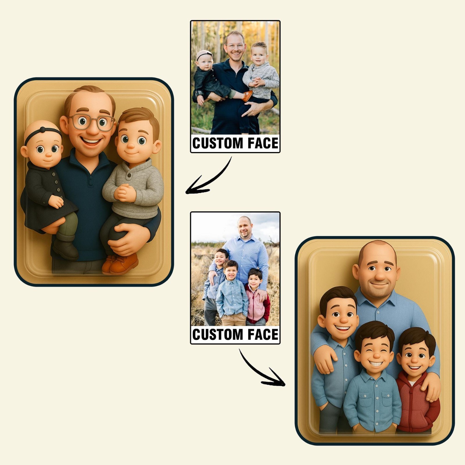 Personalized Fathers Day Gift For Dad, Custom Photo Dad And Kids Action Figure