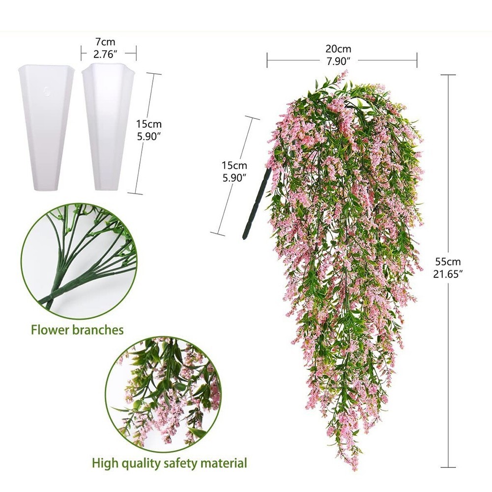 2pcs Wisteria Vines Naturalistic Plastic Flowers for Indoor Decoration