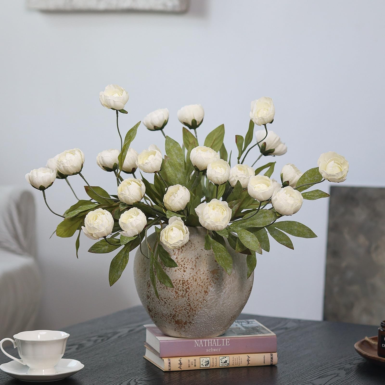 6 Pcs Faux Silk Peony Artificial Flowers for Vase -27″, Bulk Fake Peonies Bra…