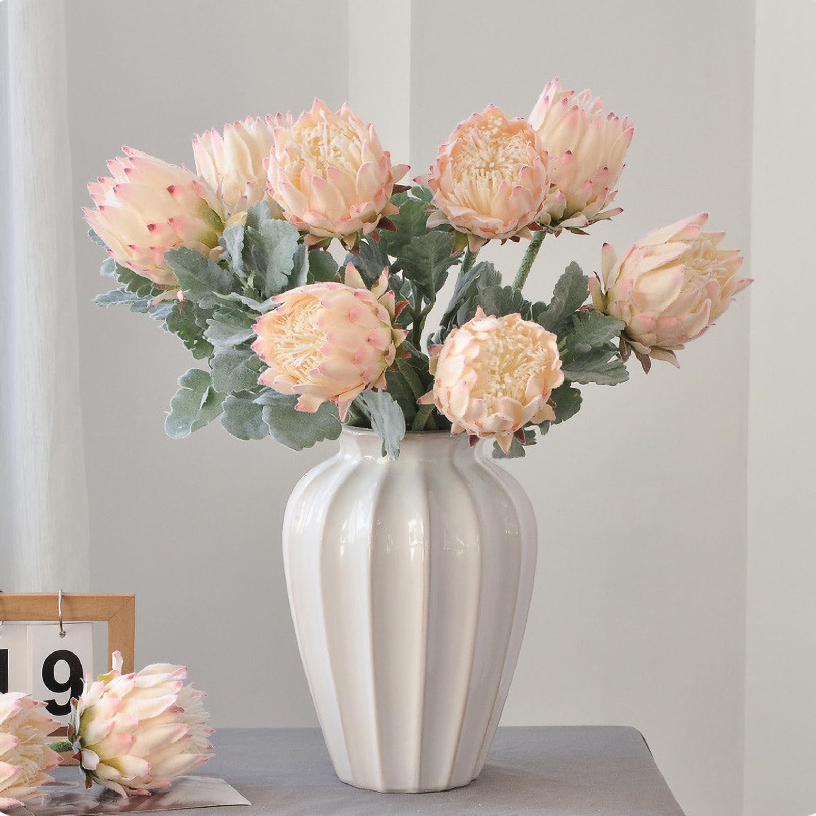 3 PCS Pink2 Artificial King Protea Cynaroides Tropical Flower Bouquet 25 In