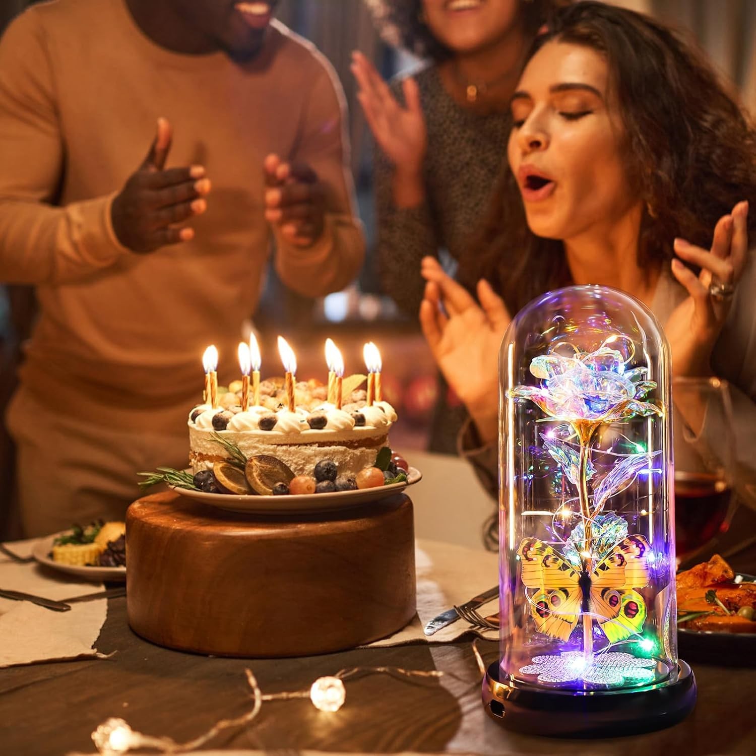 Galaxy Glass Rose Dome Eternal Crystal Rose Butterfly