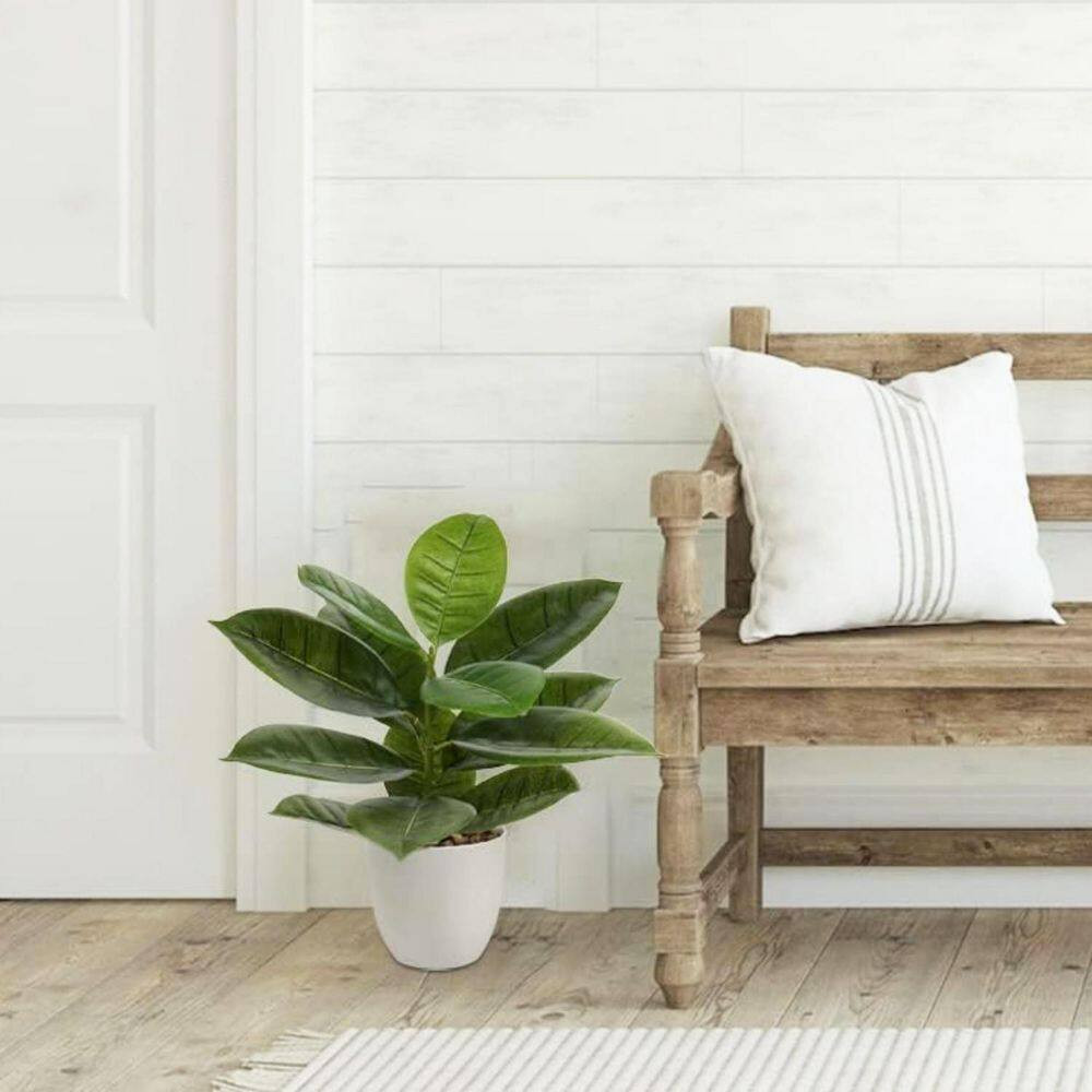 18 In. Fake Potted Plant with White Pot Ornaments