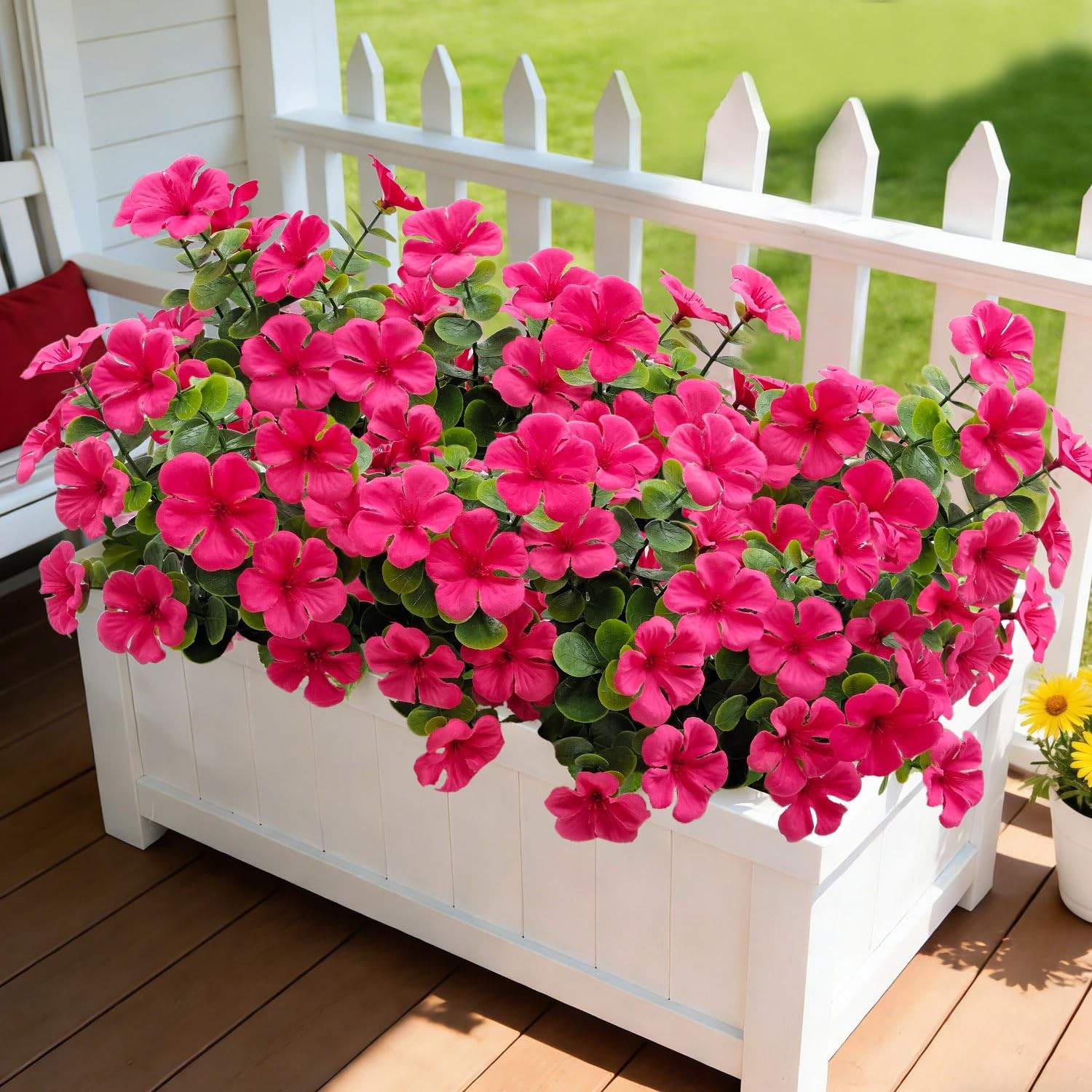 4 Bundles Large Artificial Geranium Flowers for Outdoors UV Resistant Faux Si…