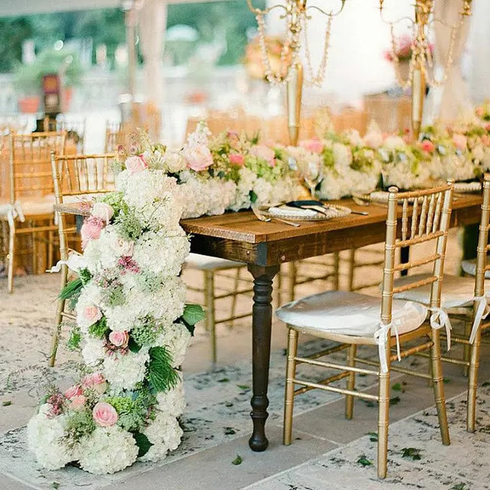 100PCS Ivory Silk Hydrangea Flowers with Stems for Wedding & Party Decor