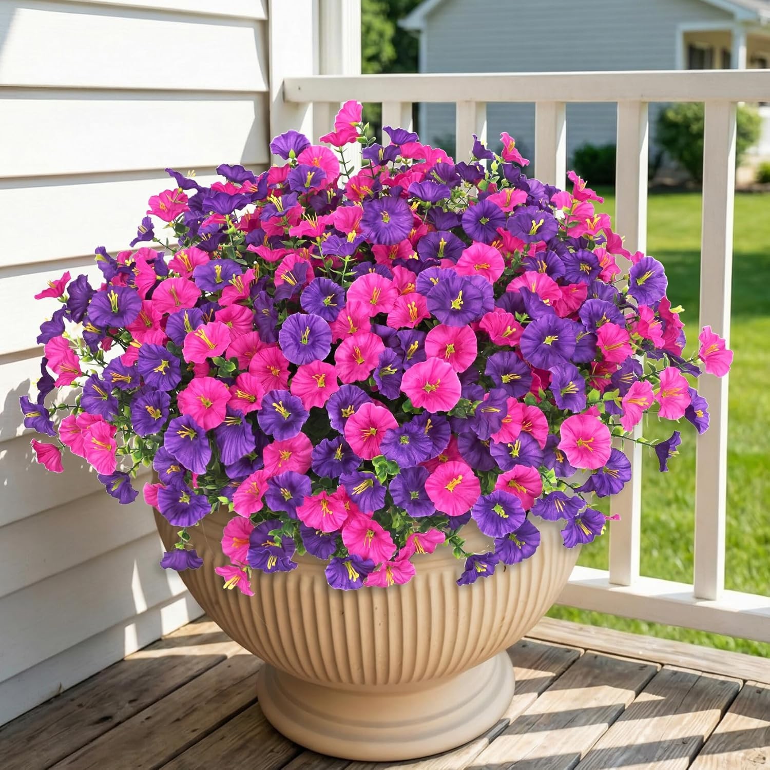 16× Artificial Flowers Realistic Fake Silk Morning Glory Outdoor UV Resistant US