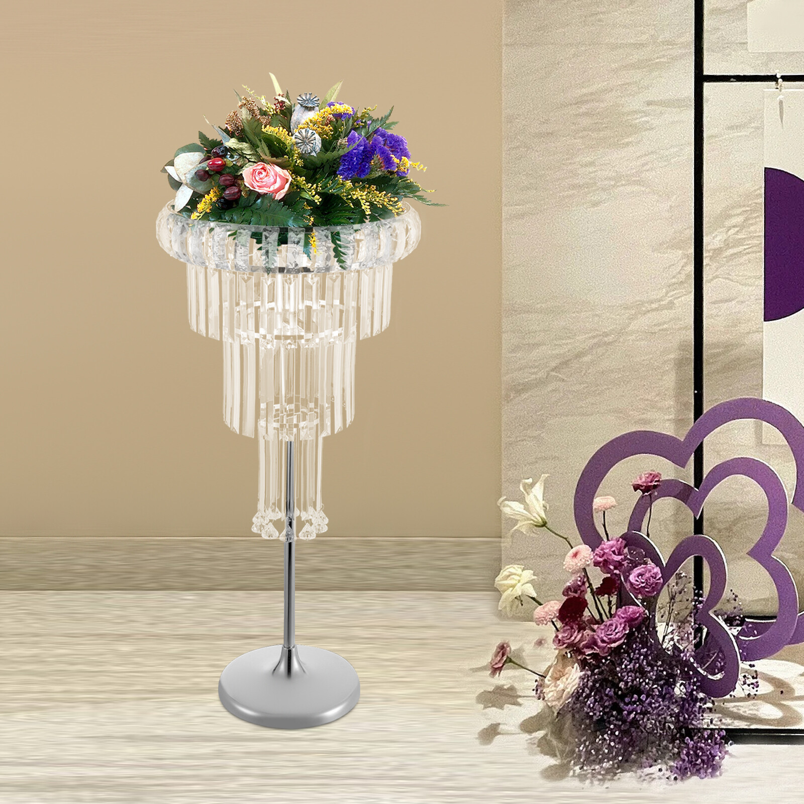 4 Tier Clear Flower Stand Wedding Party Flower Stand Wedding Decoration