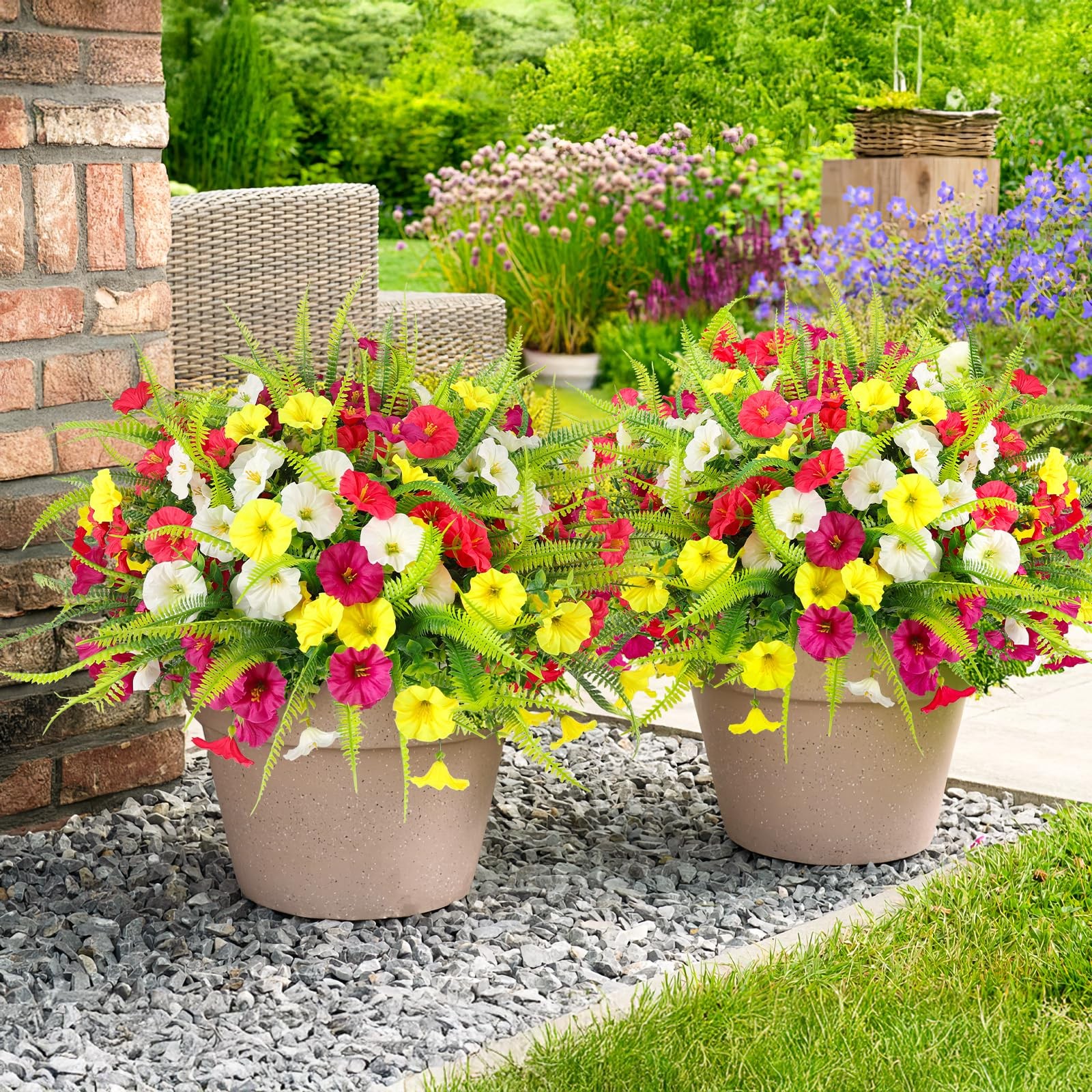 Artificial Flowers for Outdoors 12 Bundles Artificial Petunias Fake Flowers U…