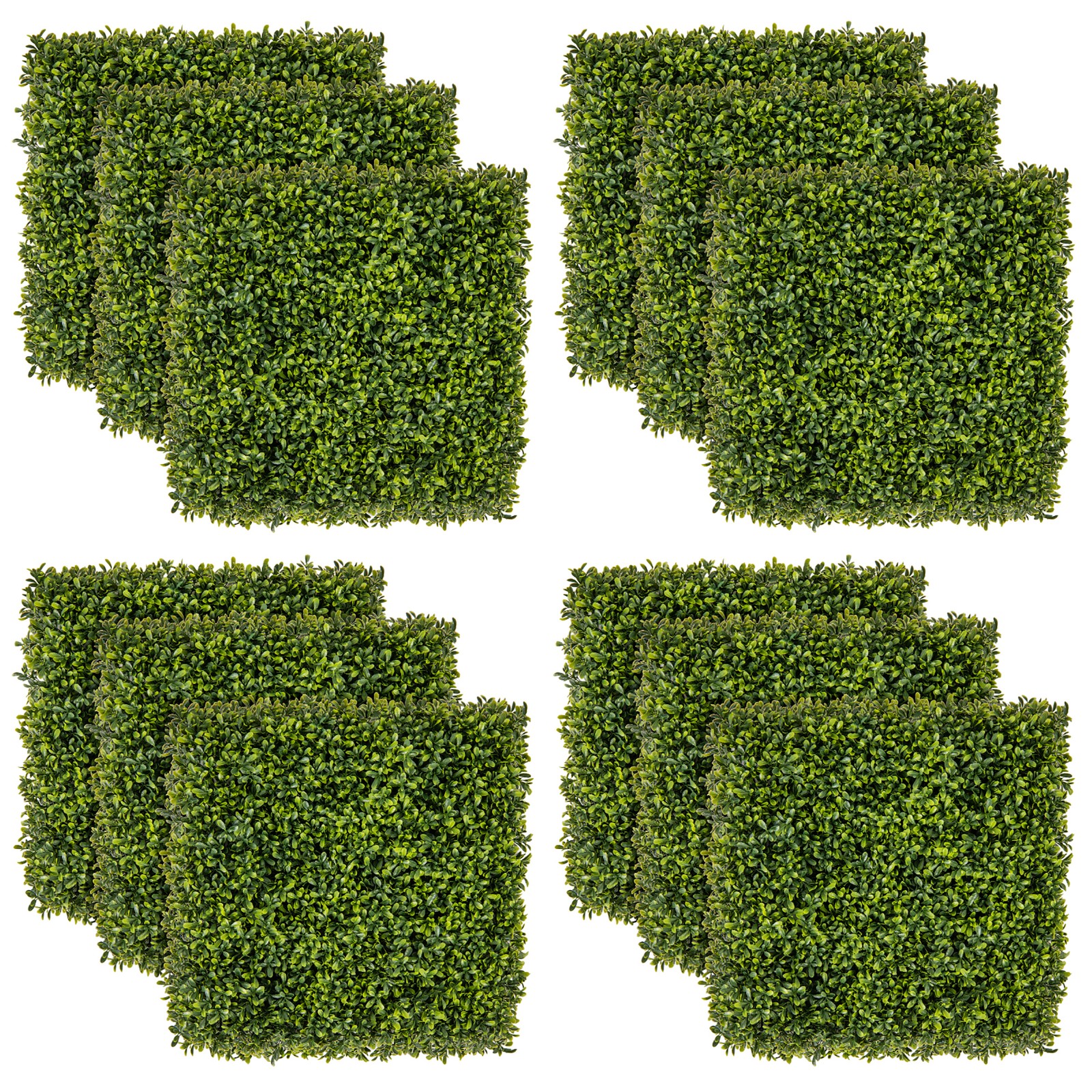 12 PCS 20” x 20” Artificial Hedge Boxwood Panels w/ Decorative Grass Wall